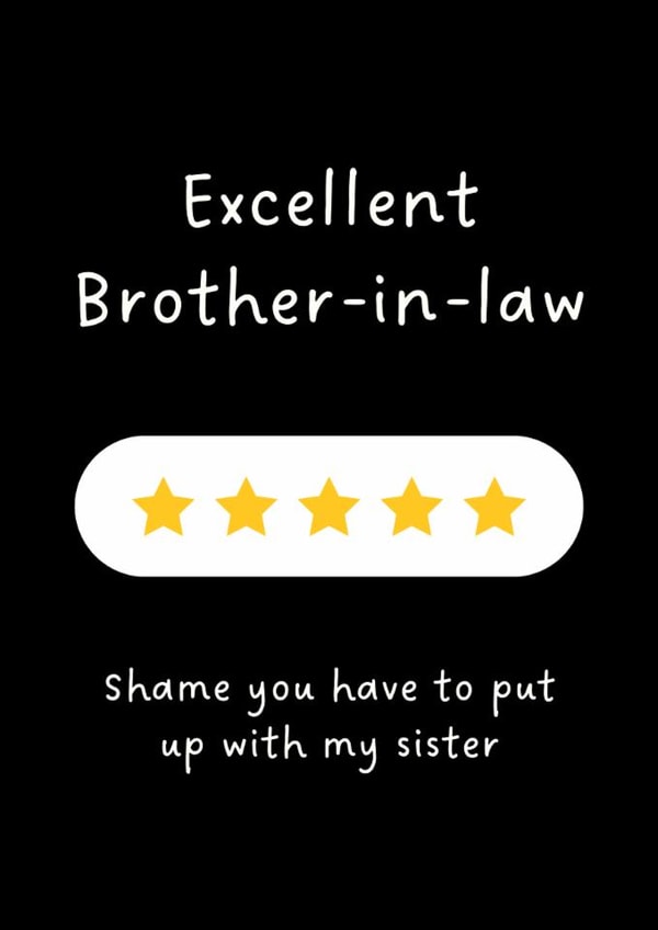 Funny Birthday Card - Brother In Law - Five Star Review created by Sundiva Designs