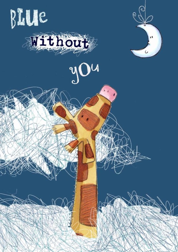 Cute Just Because/Love & Friendship Card - Giraffe - Blue Without You created by Sarah Vonthron-Laver