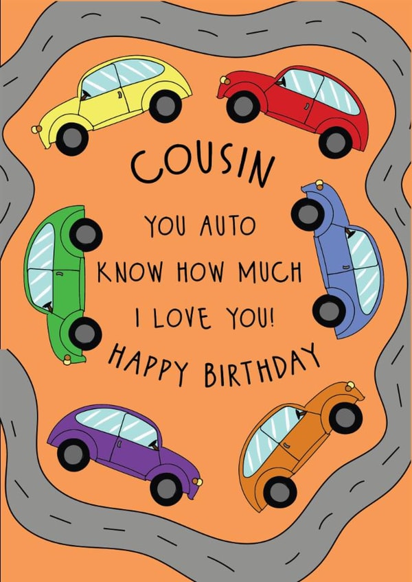 Cute Birthday Card - For Cousin - Cars created by @Laura Lonsdale Designs