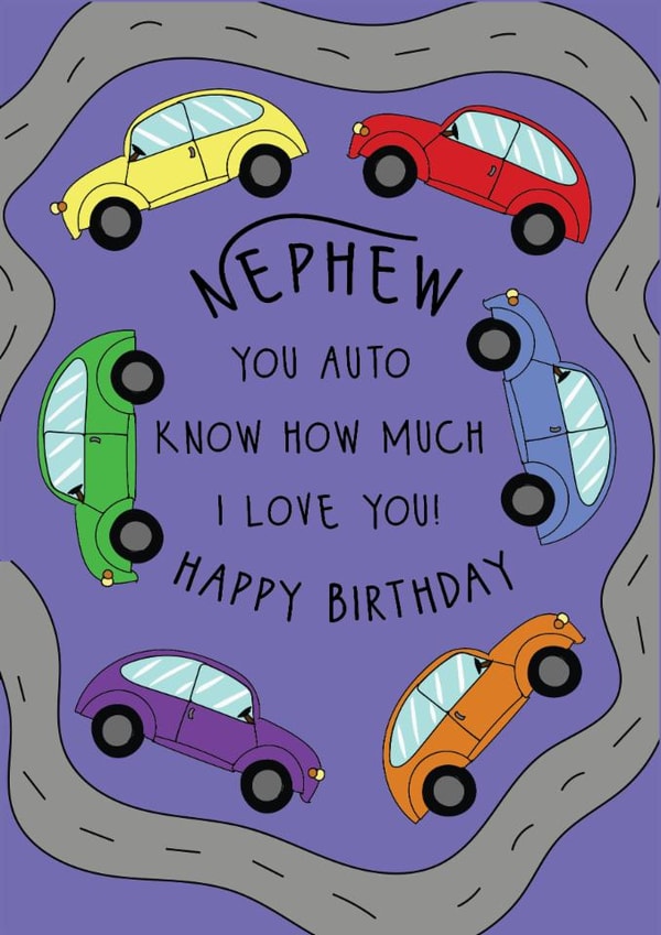 Cute Birthday Card - For Nephew - Cars created by @Laura Lonsdale Designs
