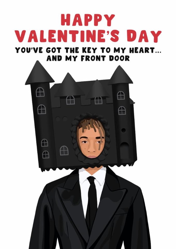 Funny Valentine's Day Card - Jaden Smith - Key To My Front Door created by Pink Peach Cards