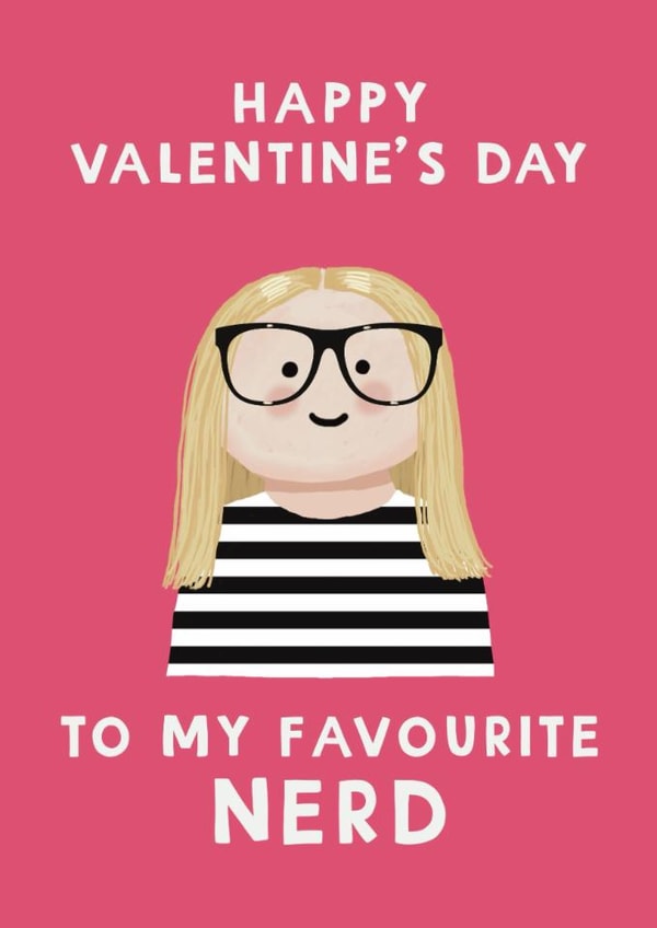 Cute Valentine's Day Card - Favourite Nerd created by Giddy Kipper