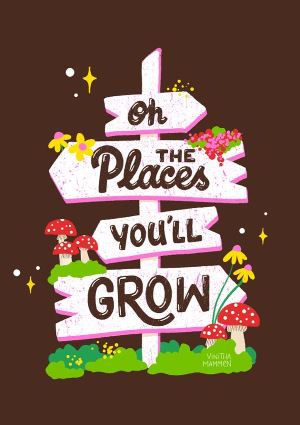 Cute Graduation Card- Plant Pun- Oh the Places You’ll Grow created by Vinitha Mammen