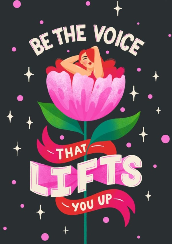 Empowering Card for Her- Floral Illustration with Typography created by Vinitha Mammen