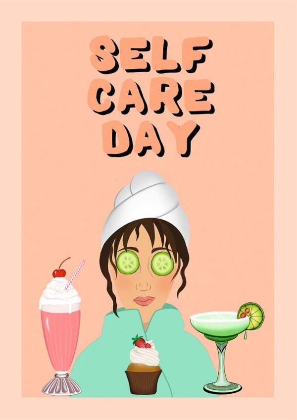 Self Care day spa day birthday card created by Suzanne Taktak
