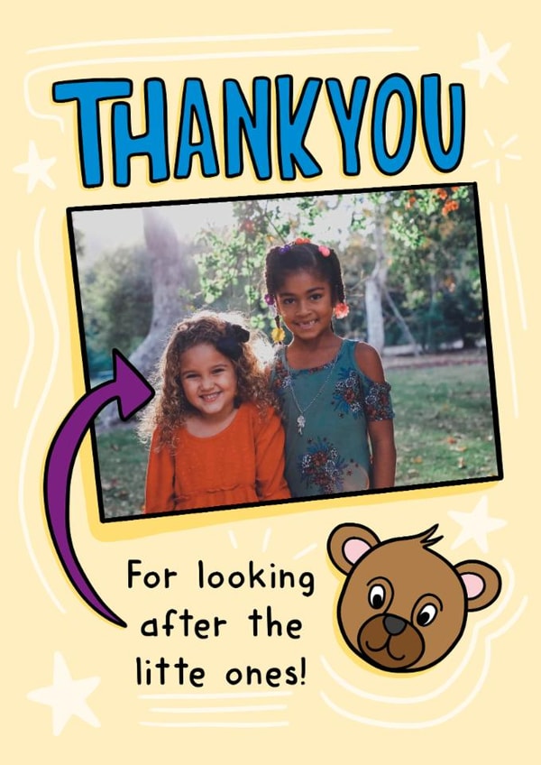 Cute Thank You Card - Looking After The Kids created by TeePee Creations