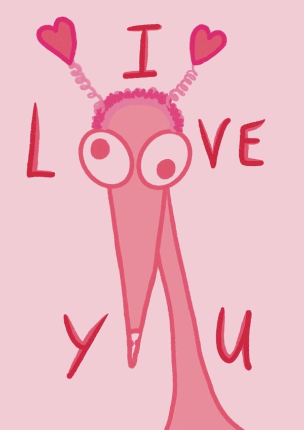 I Love You - Cute Pink Pointy Nosed Dog Themed Anniversary/ Valentines Day Card created by Gal + Goose