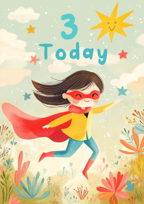 Cute Birthday Card - 3rd - Superhero created by Bellollage