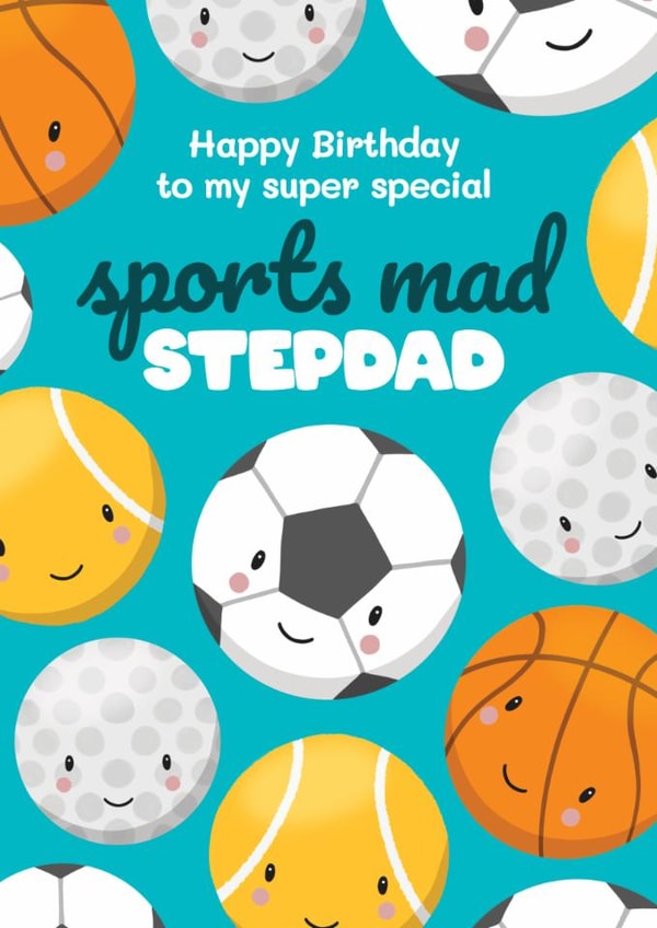 Cute Birthday Card - Step Dad - Sports Mad created by Bev O'Connor || @oconnordesign