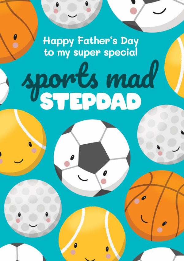 Cute Father's Day Card - Step Dad - Sports Mad created by Bev O'Connor || @oconnordesign