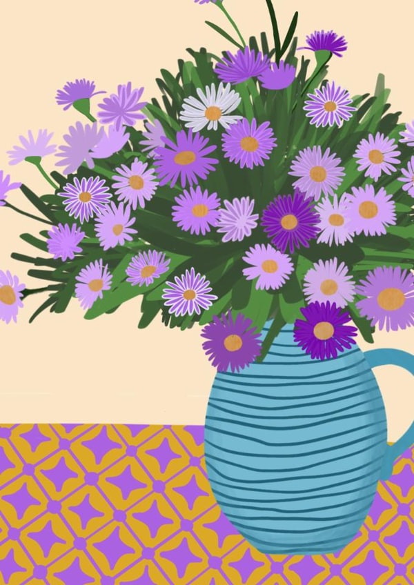 Pretty Birthday Card - For Her - Purple Flowers created by Sharonflemingart