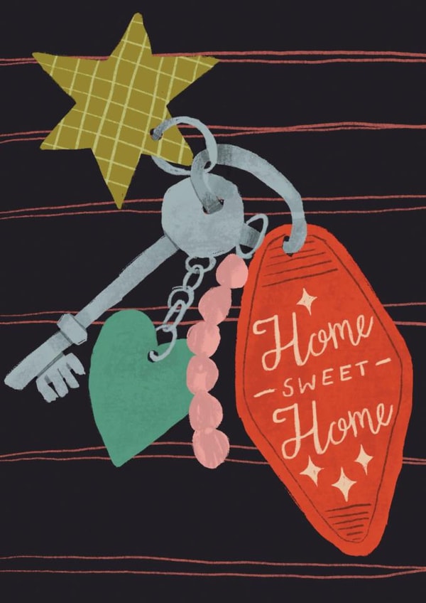 Modern New Home Card - Keys - Home Sweet Home created by Isobel Rose Illustration