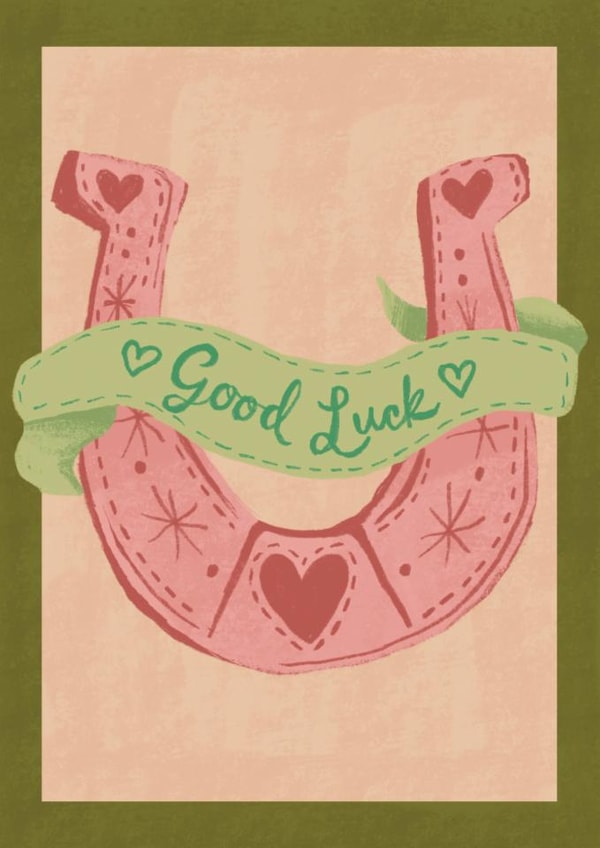 Modern Good Luck Card - For Her - Horseshoe created by Isobel Rose Illustration