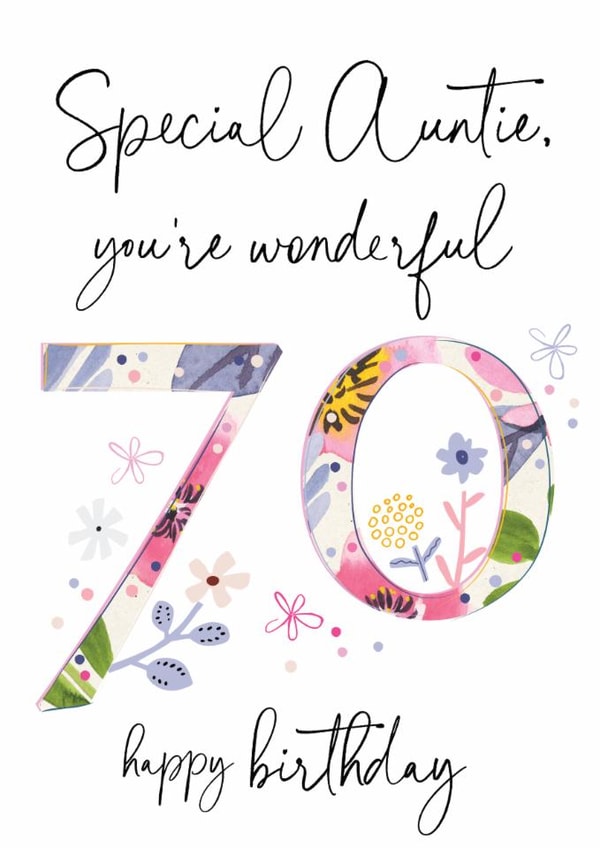 Classic Floral Birthday Card - 70th - Wonderful Auntie created by Katie Phythian Design