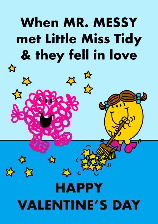 Cute Mr. Men Card - Happy Valentine's Day - Mr Messy - Little Miss Tidy created by Mr. Men
