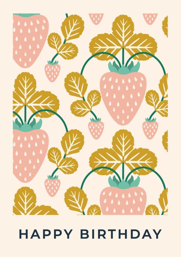 Arty Birthday Card - Vintage Strawberry Pattern created by Taya Cosgrove