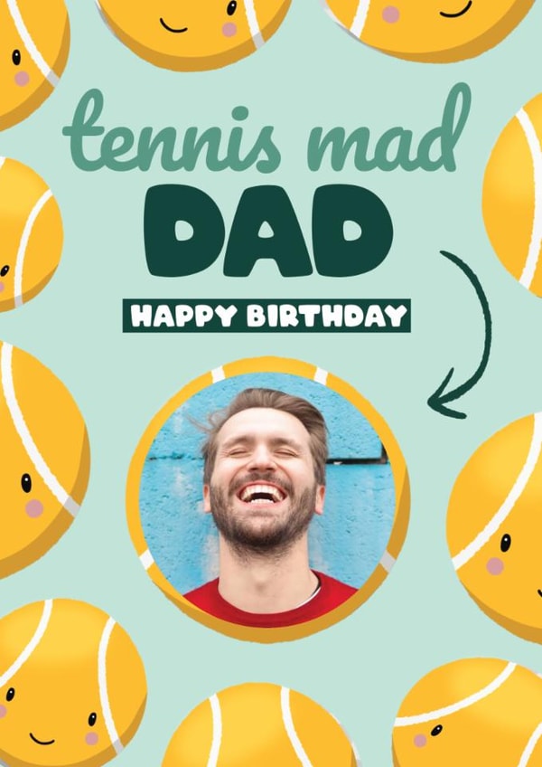 Cute Birthday Card - For Dad - Tennis Mad created by Bev O'Connor || @oconnordesign