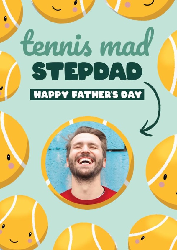 Cute Father's Day Card - For Stepdad - Tennis Mad created by Bev O'Connor || @oconnordesign