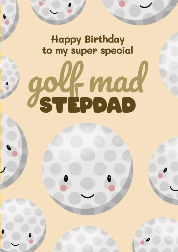 Cute Birthday Card - For Stepdad - Golf Mad created by Bev O'Connor || @oconnordesign