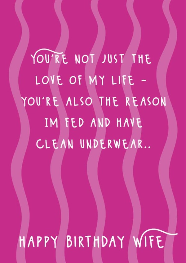 Funny Birthday Card - For Wife - You're The Reason I'm Fed And Have Clean Underwear created by @Laura Lonsdale Designs