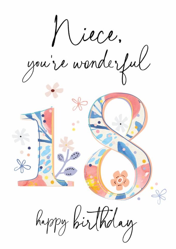 Classic Birthday Card - 18th - Wonderful Niece created by Katie Phythian Design