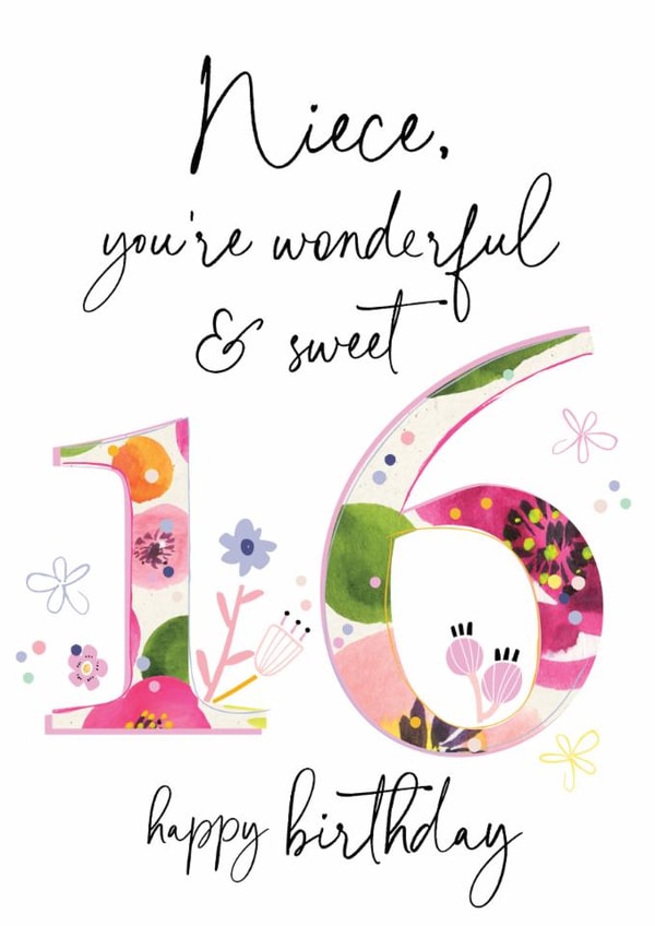 Classic Birthday Card - 16th - Wonderful Niece created by Katie Phythian Design