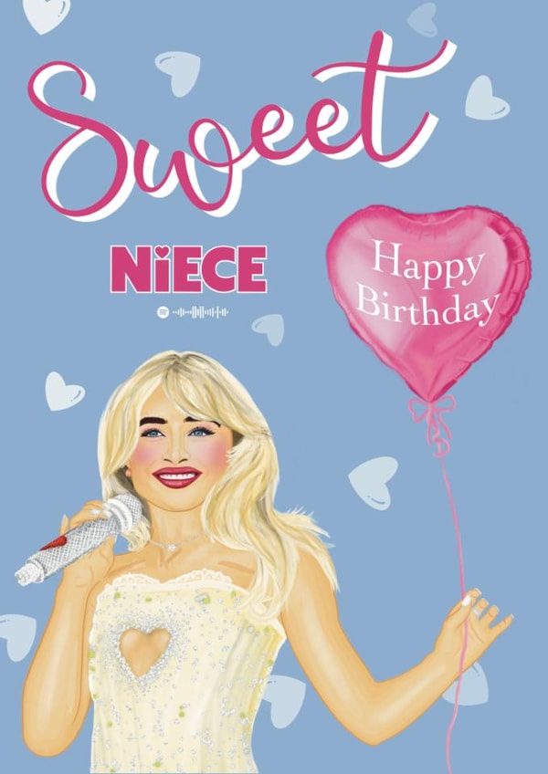 Fun Birthday Card - For Niece - Sabrina Carpenter created by Choo Choo
