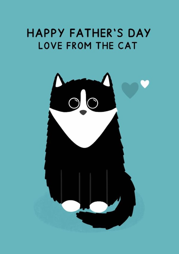 Cute Father's Day Card - From The Cat - Black & White Cat created by Jeff and the Squirrel