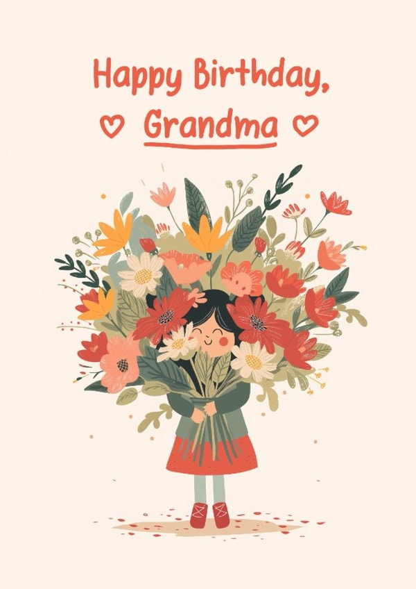 Cute Birthday Card - For Grandma - Flower Girl created by Bellollage
