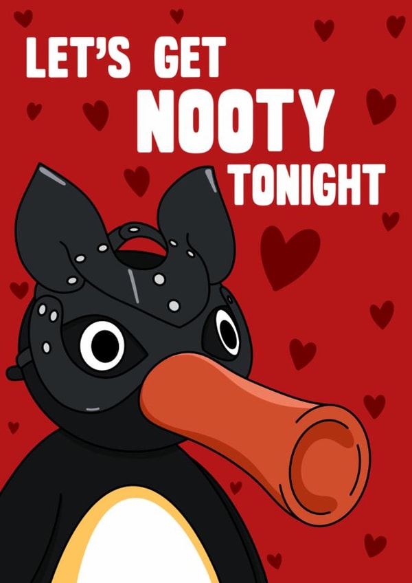 Cheeky Birthday Card - Pingu - Let's Get Nooty Tonight created by YAWN DESIGNS