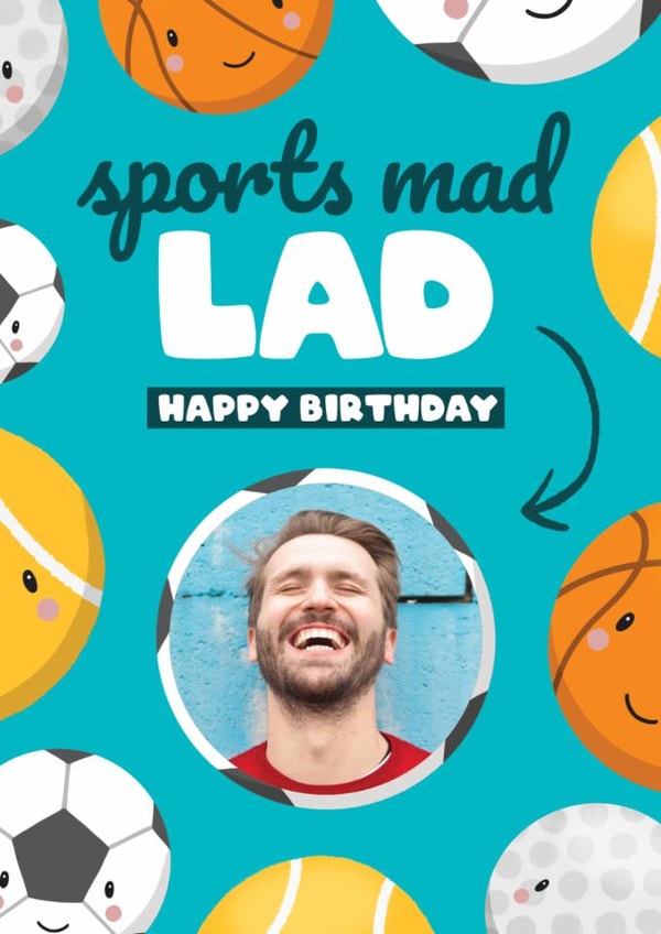 Cute Birthday Card - Sports Mad Lad - For Him created by Bev O'Connor || @oconnordesign
