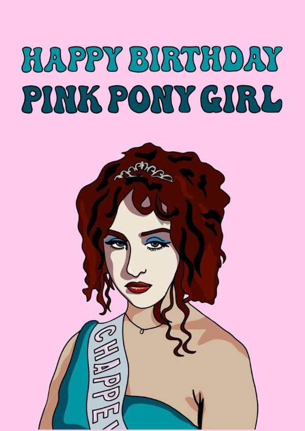 Fun Birthday Card - Chappell Roan - Pink Pony Girl created by Mollys Wrld Of Art