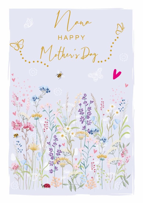 Pretty Mother's Day Card - Flowers For Nana - Floral Meadow Bees ...