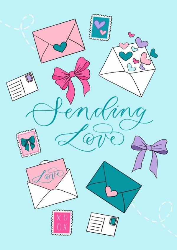 Cute Thinking Of You Card - Sending Love - Envelopes created by The Amyverse