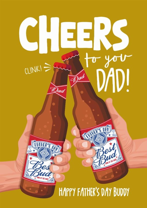 Fun Father's Day Card - Best Bud - Beer Buddy - Cheers created by Atwood & Atwood