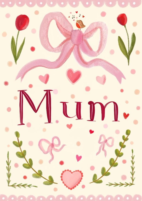 Pretty Mother's Day Card - Pink Bows created by Love Lucy Illustration