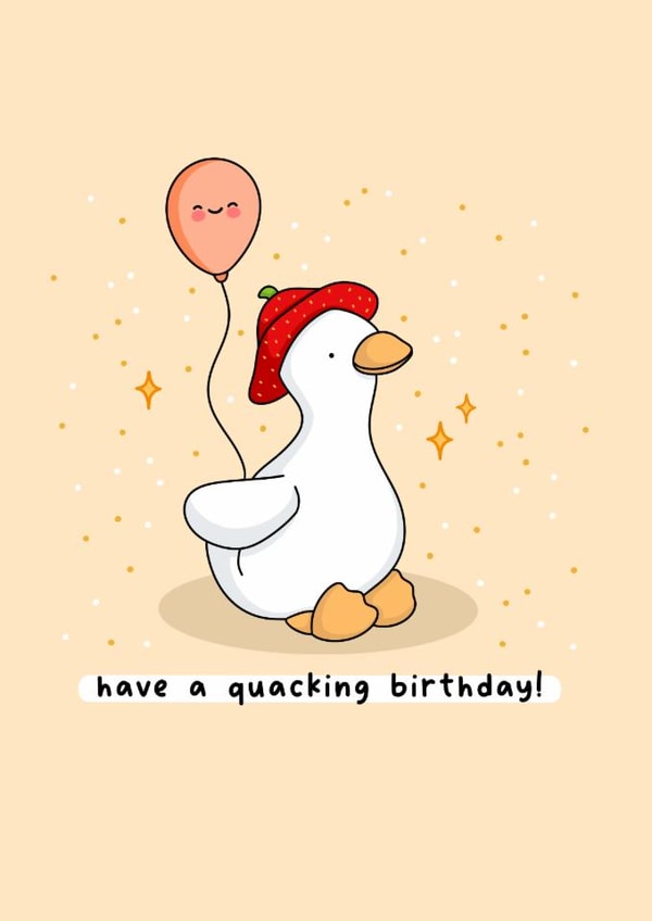 Cute Birthday Card - Quacking Birthday - Duck created by Rosalie Perl