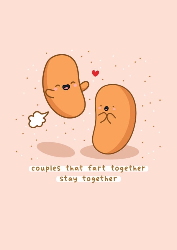 Cute Anniversary Card - Farting Beans created by Rosalie Perl