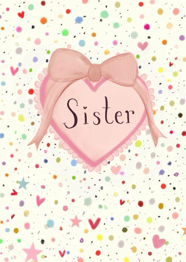 Pretty Birthday Card - For Sister - Bow Heart created by Love Lucy Illustration