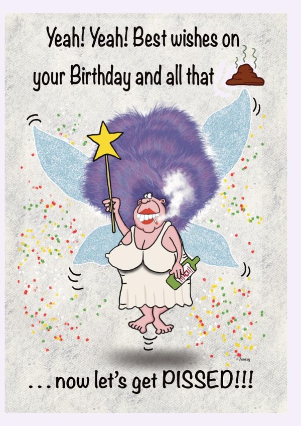 Naughty fairy godmother wishes you a happy birthday created by Gary Jones