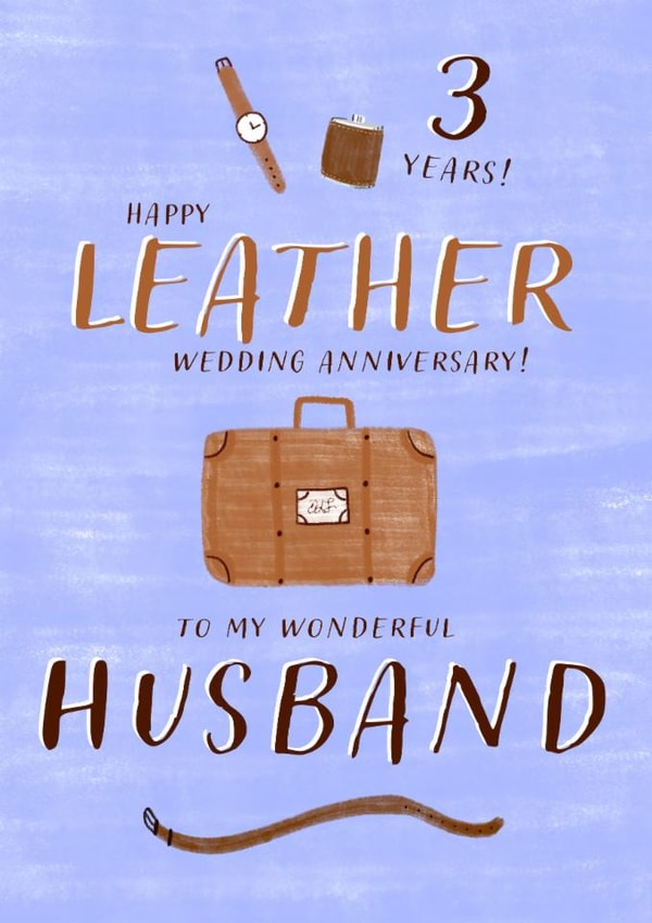 Cute Anniversary Card - 3 Years - For Husband created by Juniper and Rose Studio