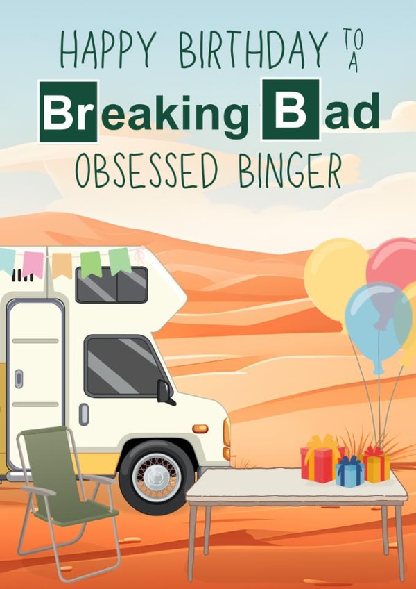 Fun Birthday Card - Breaking Bad Obsessed Binger - TV Show created by Designs By Andy