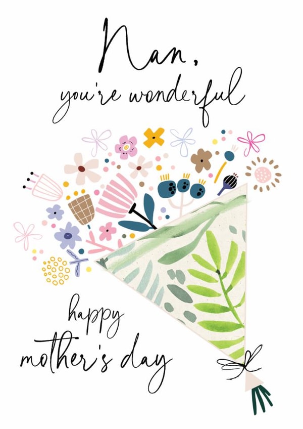 Traditional Mother's Day Card - Nan - Floral Bouquet created by Katie Phythian Design