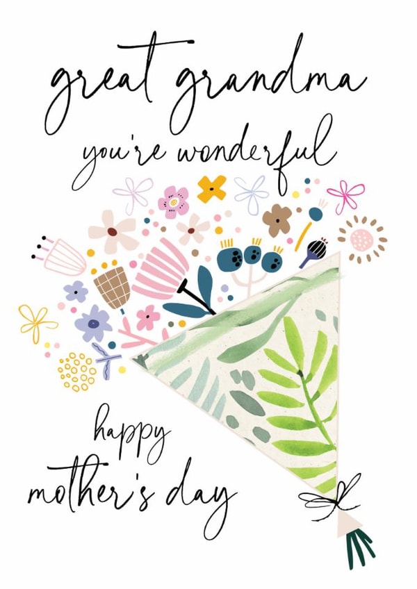 Traditional Mother's Day Card - Great Grandma - Floral Bouquet created by Katie Phythian Design