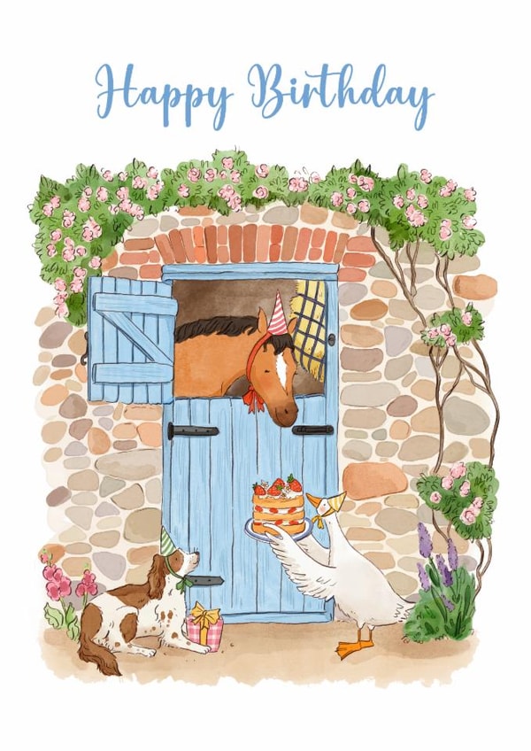 Cute Birthday Card - Farmyard Animals - Cake created by Frankie Norman