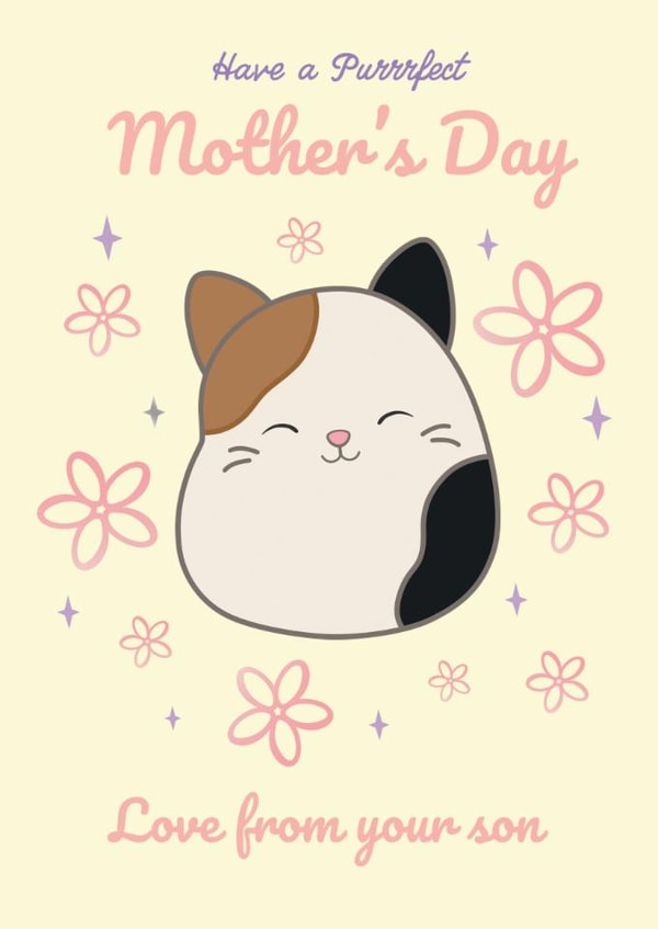 Cute Squishmallows Mother's Day Card – Purrfect From Your Son created by Danilo