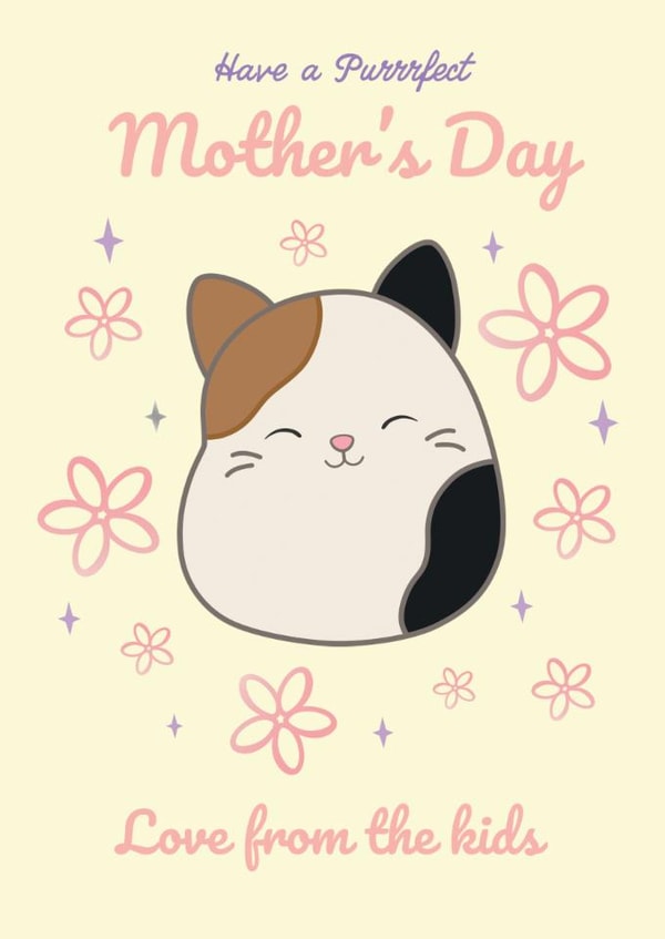 Cute Squishmallows Mother's Day Card – Purrfect From The Kids created by Danilo