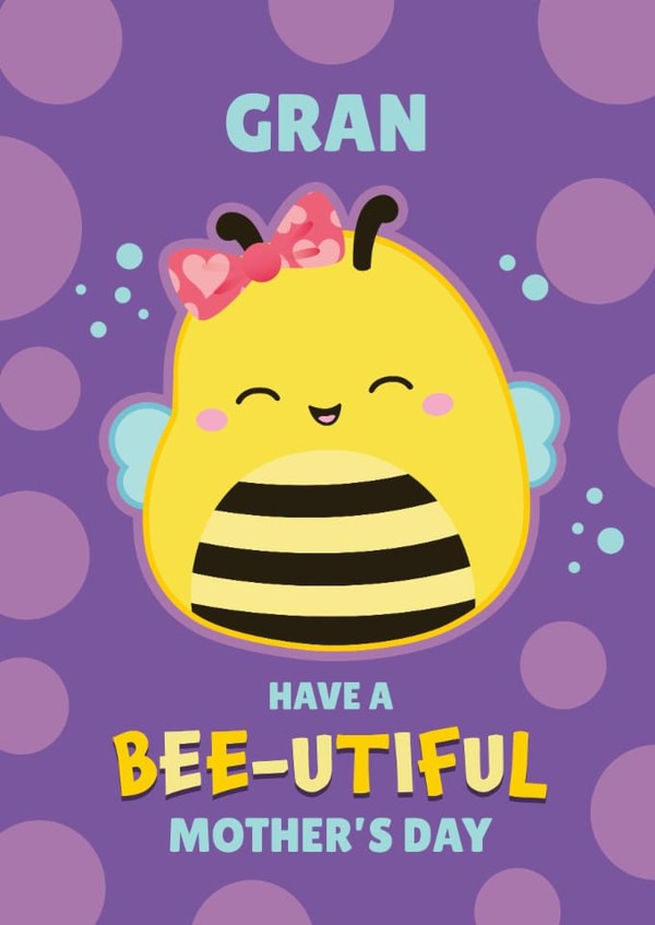 Cute Squishmallows Bee Mother’s Day Card for Gran created by Danilo