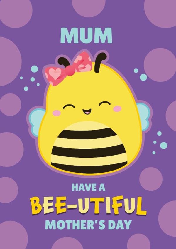 Cute Squishmallows Bee Mother’s Day Card for Mum created by Danilo