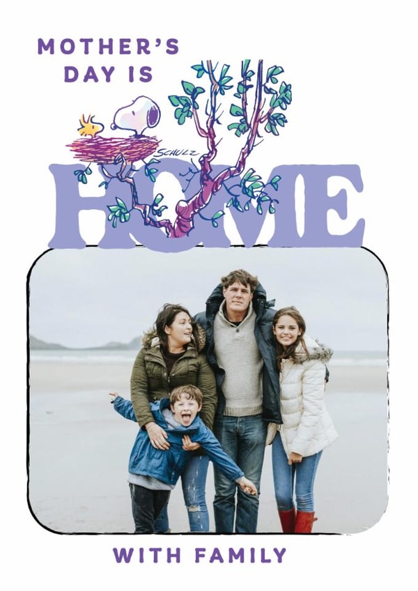 Personalised Snoopy Mother's Day Photo Card β Home with Family created by Danilo